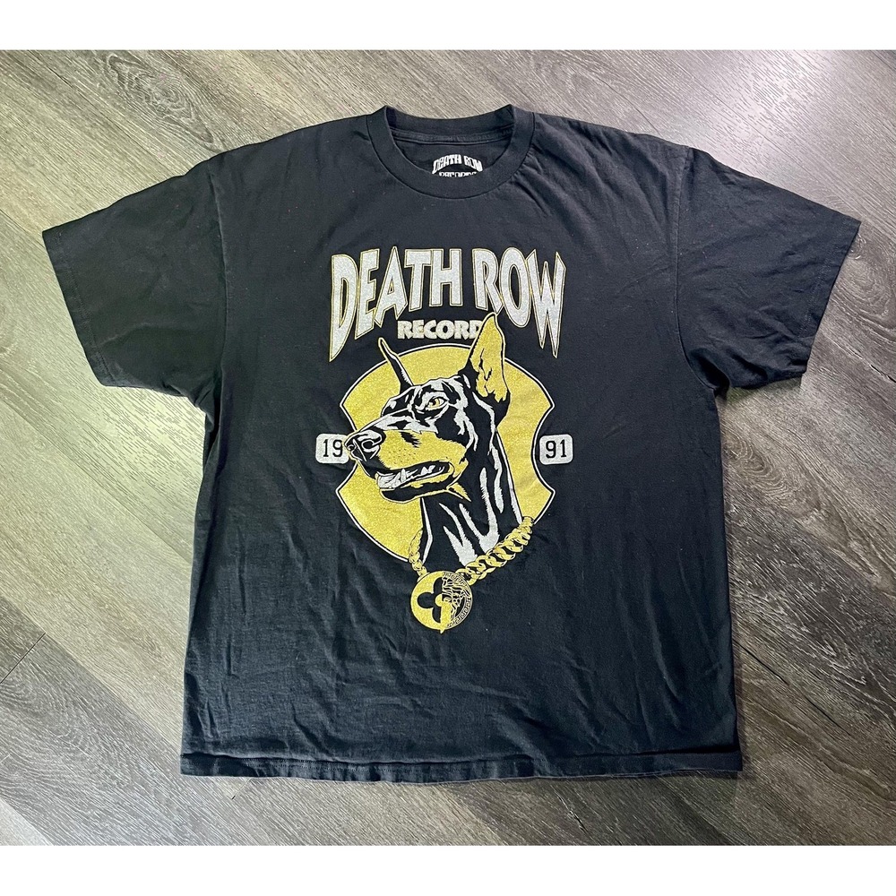 Death Row Records Shirt Mens XL Black Dog Graphic Tee T-Shirt Rap Music Hip Hop